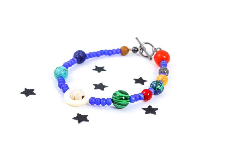Sonnensystem Armband, Raum Planeten Schmuck, Wissenschaft Jupiter Galaxie Herren Armband von OuterWonders