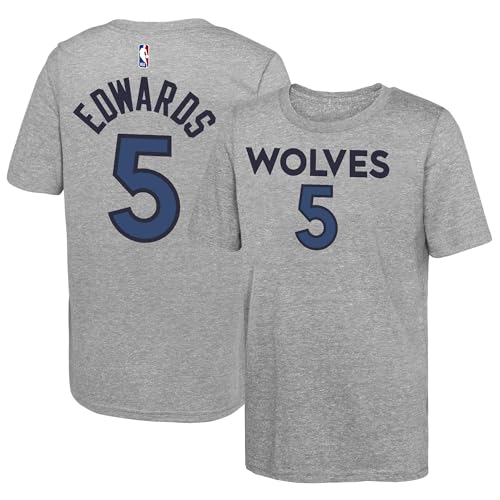 Anthony Edwards Minnesota Timberwolves NBA Kinder Jugend 8–20 Heather Grey Alternate Performance Jersey T-Shirt, Anthony Edwards Minnesota Timberwolves Heather Grey, 10-12 von Outerstuff