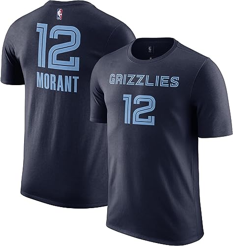 NBA Jungen Jugend 8-20 Offizielle Spieler Name & Nummer Game Time Performance Polyester T-Shirt, Ja Morant Memphis Grizzlies Navy, Klein von Outerstuff