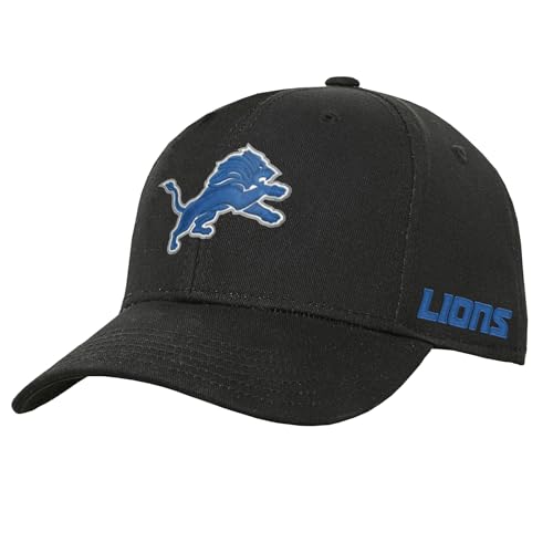 NFL Kids Youth 8-20 Official Primary Logo Wordmark Adjustable Snapback Hat Cap One Size, Detroit Lions - Schwarz, Einheitsgröße von Outerstuff
