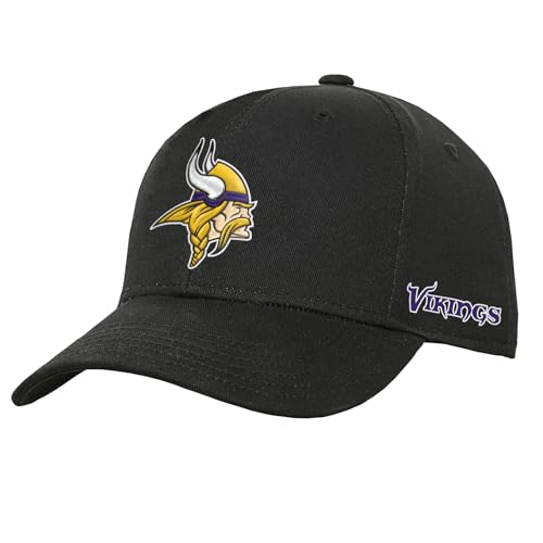 NFL Kids Youth 8-20 Official Primary Logo Wordmark Adjustable Snapback Hat Cap One Size, Minnesota Vikings - Schwarz, Einheitsgröße von Outerstuff