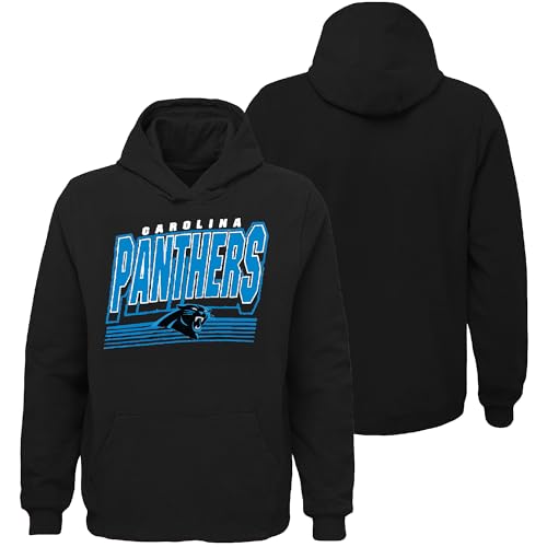 NFL Kinder Jugend 8-20 Offizielles Team Heckklappe Fußballspiel Performance Primary Logo Langarm Pullover Hoodie, Carolina Panthers – Schwarz, 14-16 von Outerstuff