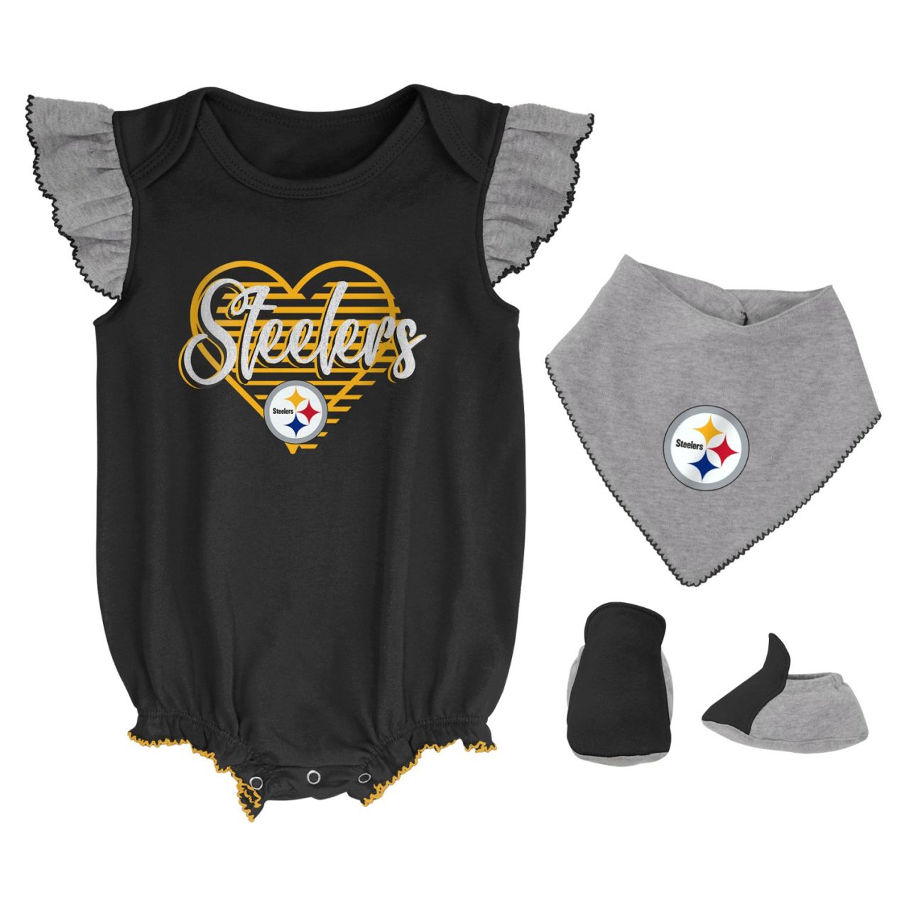 NFL Mädchen 3er Baby-Set Pittsburgh Steelers von Outerstuff