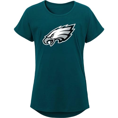 NFL Mädchen Jugend 7–16 Team Color Dolman Primary Logo Kurzarm T-Shirt, Philadelphia Eagles, 16 von Outerstuff