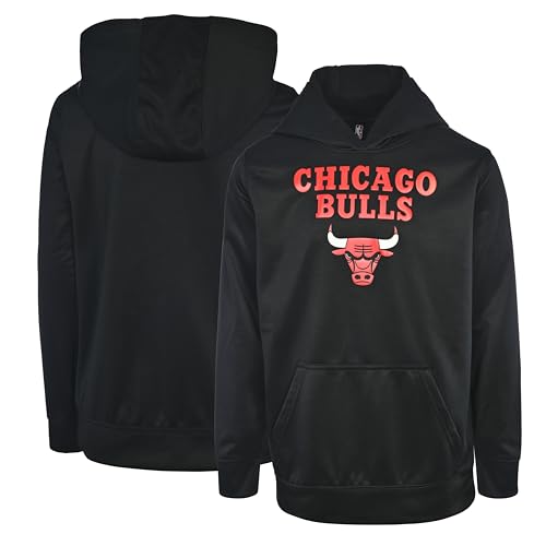 Outerstuff NBA Kids Youth 4-20 Official Game Time On-Court Pullover Performance Fleece Hoodie Sweatshirt, Chicago Bulls - Schwarz, 14-16 von Outerstuff
