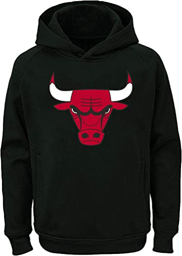 Outerstuff NBA Kinder Jugend 8-20 Polyester Performance Primary Logo Pullover Sweatshirt Hoodie, Chicago Bulls Black, 14-16 von Outerstuff