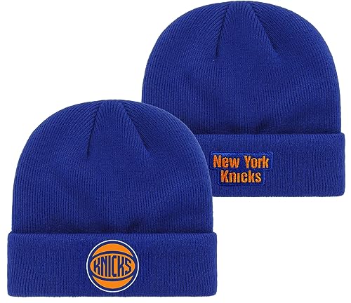Outerstuff NBA Kinder Jugend 8-20 Primary Logo Wordmark Sport Knit Cold Weather Cuffed Beanie Hat, New York Knicks, Einheitsgröße von Outerstuff