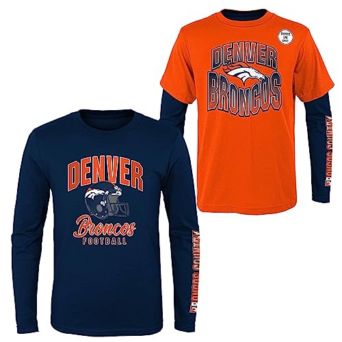 Outerstuff NFL Jungen Jugend 8-20 Game Day Team Color 3er-Pack T-Shirt und Langarm Combo Shirt Set, Denver Broncos, XL von Outerstuff