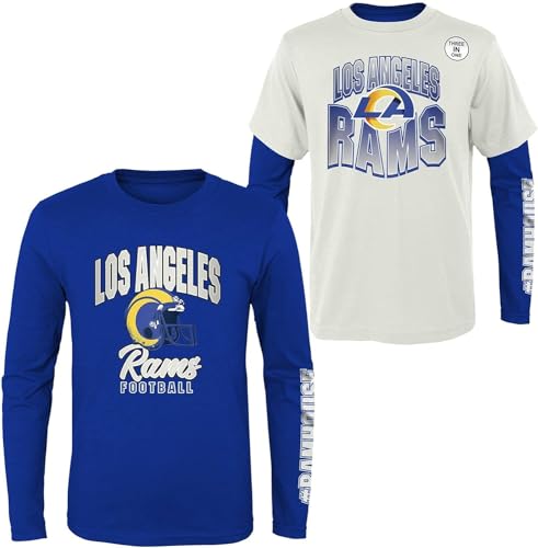 Outerstuff NFL Jungen Kinder Jugend 4-7 Game Day Team Color 3er Pack T-Shirt und Langarm Combo Shirt Set, LOS ANGELES RAMS, 5-6 von Outerstuff