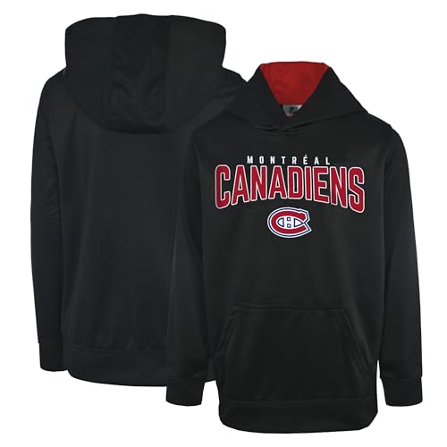 Outerstuff NHL Kinder Jugend 4-20 Power Play Logo Pullover Performance Hoodie Sweatshirt, Montreal Canadiens - Schwarz, 14-16 von Outerstuff