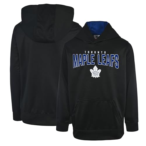 Outerstuff NHL Kinder Jugend 4-20 Power Play Logo Pullover Performance Hoodie Sweatshirt, Toronto Maple Leafs - Schwarz, 14-16 von Outerstuff