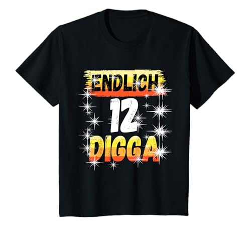 Geburtstagsshirt Mädchen Spruch Endlich 12 Jahre alt Digga T-Shirt von Outfit Kinder-Geburtstag Geschenk-Idee Kind Junge
