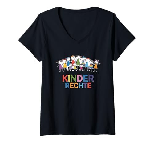 Damen Cooles Kinder Outfit mit Aufschrift Kinderrechte T-Shirt mit V-Ausschnitt von Outfit Kinderrechte, Heidarleiki