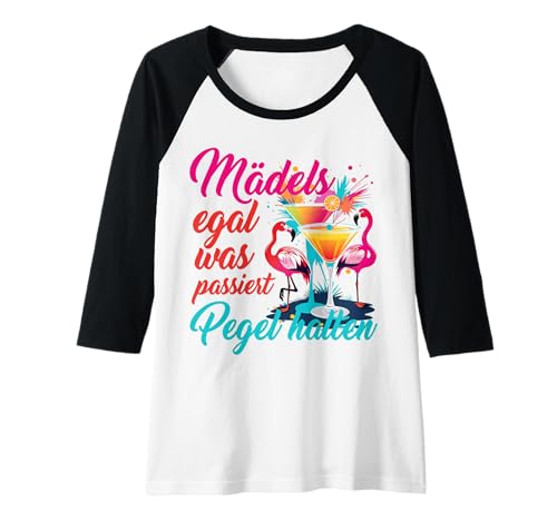 Damen JGA Heirat Braut Crew Spruch Mädels Pegel halten Flamingos Raglan Damen JGA Heirat Braut Crew Spruch Mädels Pegel halten Flamingos Raglan von Outfit Polterabend Junggesellinnenabschied Poltern