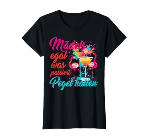 JGA Heirat Braut Crew Spruch Mädels Pegel halten Flamingos T-Shirt von Outfit Polterabend Junggesellinnenabschied Poltern