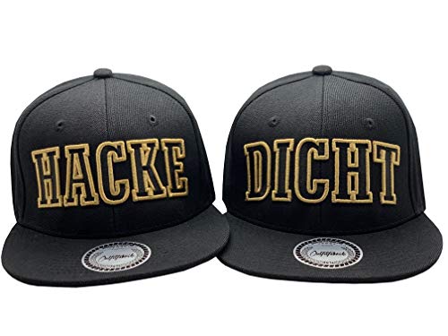 Outfitfabrik Cap Set, 2 Snapback Caps Hacke und Dicht in schwarz mit goldenem 3D-Stick (Festival, Alkohol, Statement, Saufen), für Männer und Frauen von Outfitfabrik