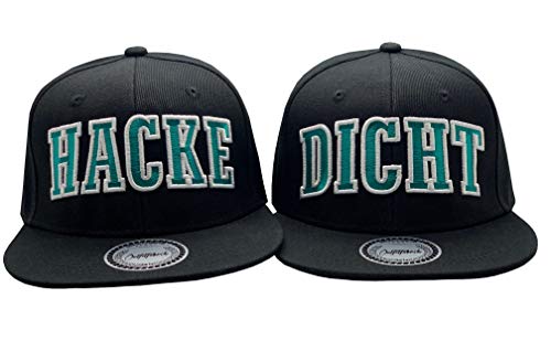 Outfitfabrik Cap Set, 2 Snapback Caps Hacke und Dicht in schwarz mit Mint/weiß 3D-Stick (Festival, Alkohol, Statement, Saufen), für Männer und Frauen von Outfitfabrik