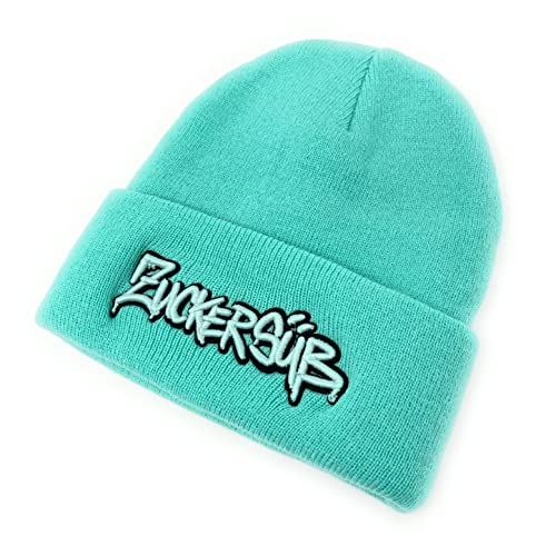 Outfitfabrik Beanie Zuckersüß in Mint mit 3D-Stick in Mint und schwarz (Strickmütze, warme Wintermütze, Statement) für Männer und Frauen, dehnbar von Outfitfabrik