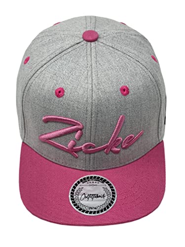 Outfitfabrik Kids/Kinder Snapback Cap Zicke in grau mit rosa Schirm und 3D-Stick, verstellbar, One Size von Outfitfabrik