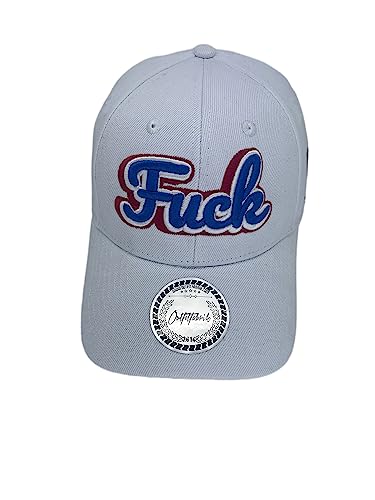 Outfitfabrik Snapback Basecap Fuck Retro in weiß, gebogener Schirm, 3D-Stick in blau/rot, für Männer und Frauen, One Size, verstellbar von Outfitfabrik