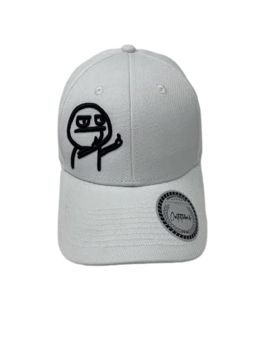 Outfitfabrik Snapback Basecap Männchen in weiß, gebogener Schirm, schwarzer 3D-Stick, für Männer und Frauen, One Size, verstellbar von Outfitfabrik