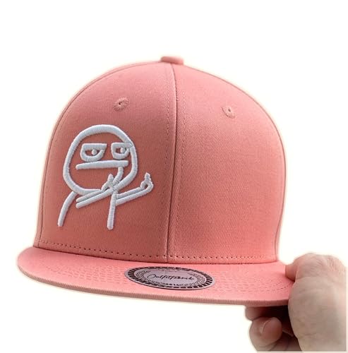 Outfitfabrik Snapback Cap „Männchen“ in apricot/rosa/Altrosa, 3D-Stick in weiß, Unisex, verstellbar an der Rückseite Outfitfabrik Snapback Cap „Männchen“ in apricot/rosa/Altrosa, 3D-Stick in weiß, Unisex, verstellbar an der Rückseite von Outfitfabrik