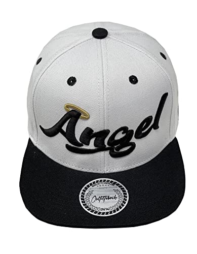 Outfitfabrik Snapback Cap Angel in weiß mit schwarzem Schirm, 3D-Stick (Provokation, Statement) Unisex, One Size, verstellbar von Outfitfabrik