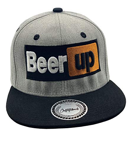 Outfitfabrik Snapback Cap Beer up in grau/schwarz mit 3D-Stick (Festival, Alkohol, Statement, Saufen) von Outfitfabrik