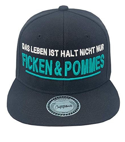 Outfitfabrik Snapback Cap Das Leben ist Halt Nicht nur Ficken und Pommes in schwarz mit 3D-Stick, für Männer und Frauen, One Size, verstellbar von Outfitfabrik