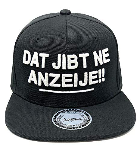 Outfitfabrik Snapback Cap Dat jibt ne Anzeije in schwarz mit 3D-Stick in weiß (Lifestyle, Provokation, Statement, lustige Sprüche) für Männer und Frauen, One Size, verstellbar von Outfitfabrik