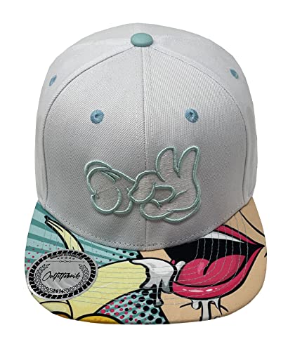 Outfitfabrik Snapback Cap Fuck Fingers in weiß/Mint mit Banana-Schirm und 3D-Stick (Provokation, Statement) für Herren und Damen, One Size, verstellbar von Outfitfabrik