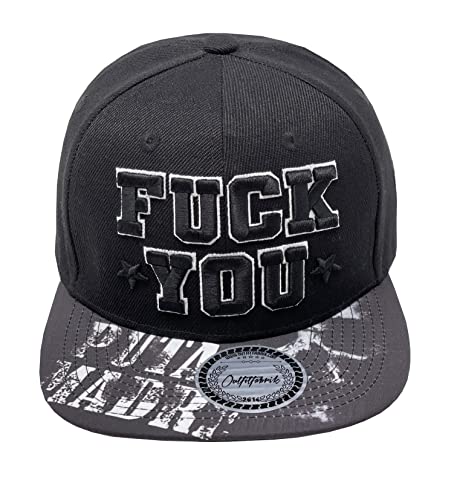 Outfitfabrik Snapback Cap Fuck You in schwarz, Schirm Puta Madre mit Skull-Print, 3D-Stick (Provokation, Statement) für Herren und Damen, One Size, verstellbar von Outfitfabrik