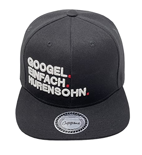 Outfitfabrik Snapback Cap Googel einfach Hurensohn in schwarz mit weißem 3D-Stick (Provokation, Statement) für Herren und Damen, One Size, verstellbar von Outfitfabrik