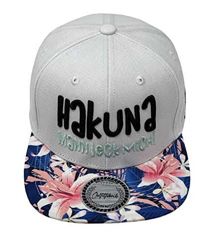 Outfitfabrik Snapback Cap Hakuna Mann leck Mich in weiß, Schirm mit Lilien-Muster, 3D-Stick (Provokation, Statement) Unisex, One Size, verstellbar von Outfitfabrik