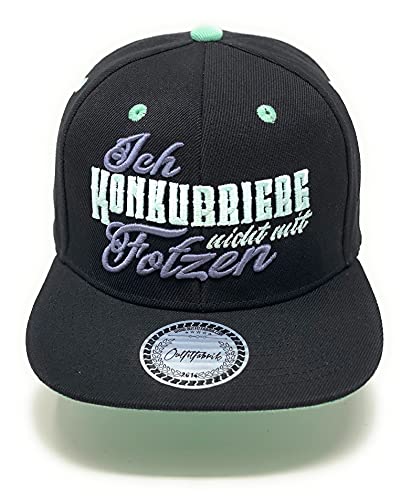 Outfitfabrik ❤️ Snapback Cap Ich konkurriere Nicht mit Fotzen in schwarz mit 3D-Stick (Provokation, Statement, Lifestyle), One Size, verstellbar an der Rückseite, für Männer und Frauen von Outfitfabrik