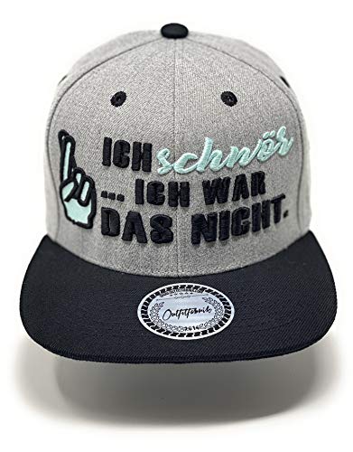 Outfitfabrik ❤️ Snapback Cap Ich schwör, ich war das Nicht in grau mit schwarzem Schirm und 3D-Stick (Lifestyle, Provokation, Statement, Party), One Size, für Männer und Frauen, verstellbar von Outfitfabrik