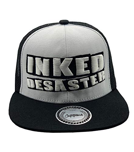 Outfitfabrik Snapback Cap Inked Desaster mit Netz, coolem Schirm-Innenprint und 3D Stick (Tattoo, Festival, Statement, Convention) von Outfitfabrik