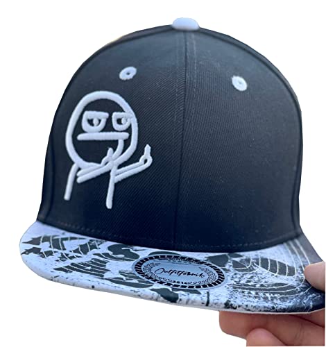 Outfitfabrik Snapback Cap Männchen in schwarz, Schirm mit Kiss My Ass-Motiv, weißer 3D-Stick (Provokation, Statement) für Herren und Damen, One Size, verstellbar von Outfitfabrik