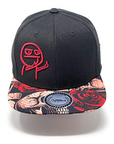 Outfitfabrik Snapback Cap Männchen in schwarz mit Blumen-Skull-Schirm (Provokation, Statement) für Herren und Damen, One Size, verstellbar von Outfitfabrik