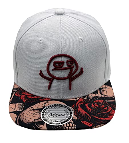 Outfitfabrik Snapback Cap Männchen in weiß mit Blumen-Skull-Schirm (Provokation, Statement) für Herren und Damen, One Size, verstellbar von Outfitfabrik