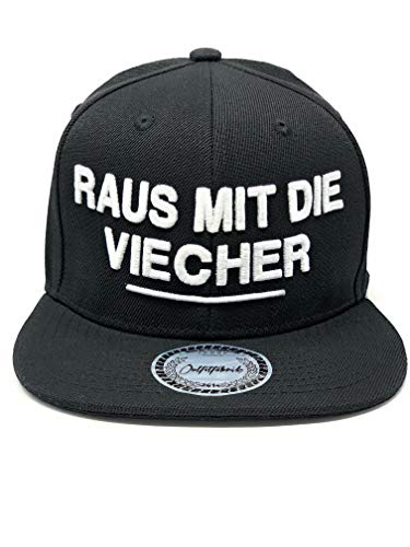 Outfitfabrik Snapback Cap Raus mit die Viecher in schwarz mit 3D-Stick in weiß (Lifestyle, Provokation, Statement, lustige Sprüche) für Männer und Frauen, One Size, verstellbar von Outfitfabrik