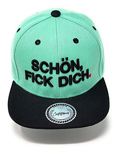 Outfitfabrik Snapback Cap Schön, fick Dich in Mint mit schwarzem Schirm und 3D-Stick (Statement, Festival), One Size, verstellbar, Unisex von Outfitfabrik