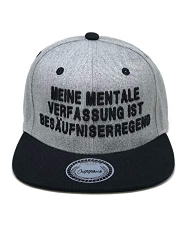 Outfitfabrik Snapback Cap Stickerei Meine mentale Verfassung ist besäufniserregend in grau/schwarz von Outfitfabrik