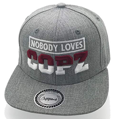 Outfitfabrik Snapback Cap Stickerei Nobody Loves Copz in grau, 3D Stick von Outfitfabrik