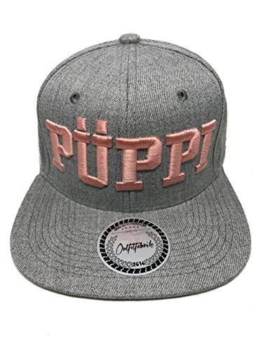 Outfitfabrik Snapback Cap Stickerei Püppi in grau-rosa von Outfitfabrik