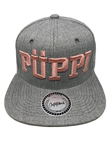 Outfitfabrik ♥ Snapback Cap Stickerei Püppi in grau-rosa von Outfitfabrik