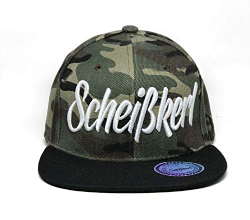 Outfitfabrik Snapback Cap Stickerei Scheißkerl in Camouflage, 3D Stick (weiß) von Outfitfabrik