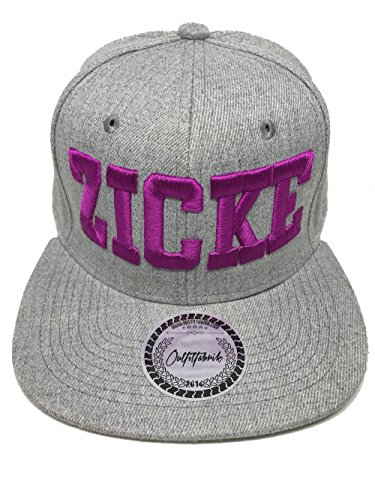 Outfitfabrik Snapback Cap Stickerei Zicke in grau mit 3D Stick in Magenta von Outfitfabrik