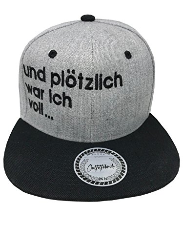 Outfitfabrik Snapback Cap Stickerei und plötzlich war ich voll... in grau (Junggesellenabschied, 18. Geburtstag, JGA, Provokation, Statement) von Outfitfabrik