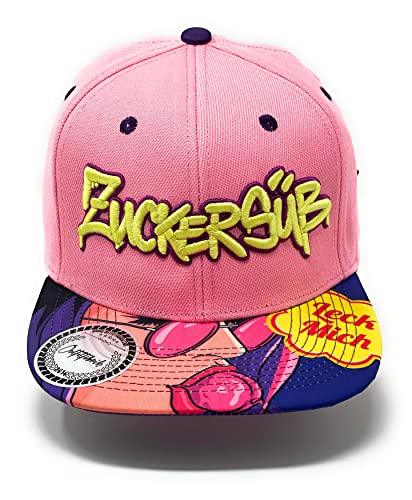 Outfitfabrik Snapback Cap Zuckersüß in rosa/lila mit Lollipop-Schirm und 3D-Stick (Provokation, Statement) für Herren und Damen, One Size, verstellbar von Outfitfabrik